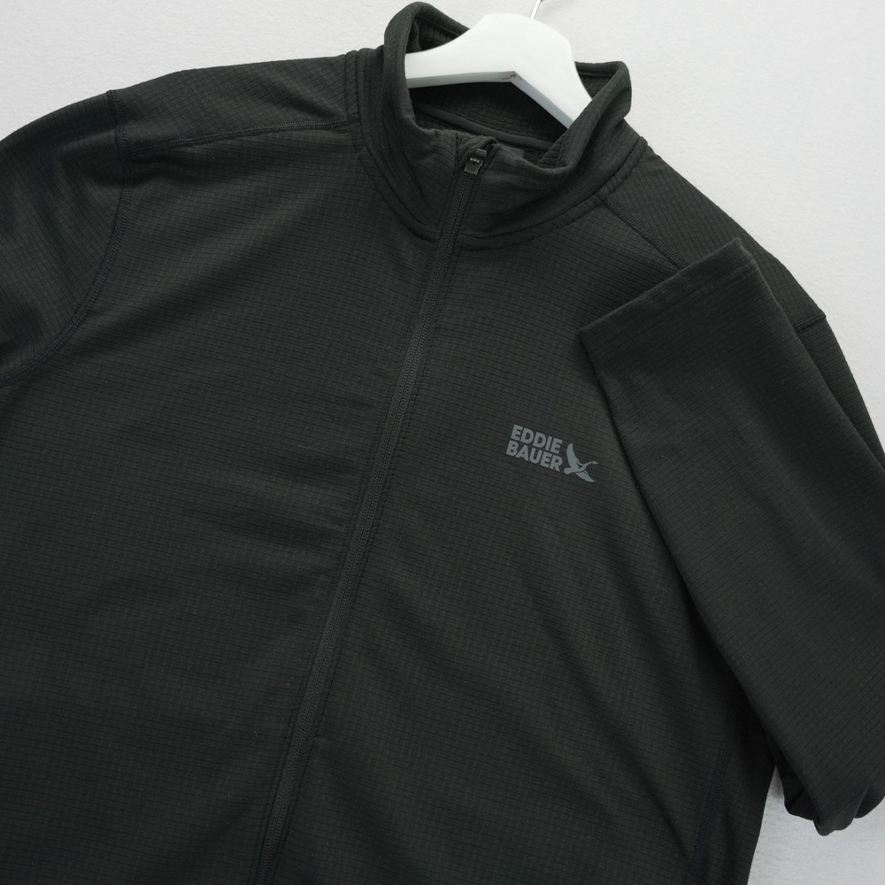Eddie Bauer Mens Black Grid‎ Fleece Full Zip Jacket Medium 13550898 Activewear